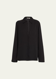 THE ROW Malon Long-Sleeve Silk Collared Shirt