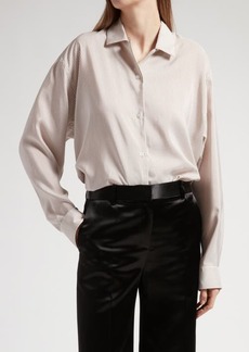 The Row Valene Oversize Stripe Silk Button-Up Shirt