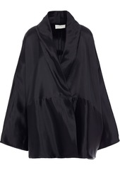 The Row Woman Pernia Draped Silk-mikado Wrap Jacket Black