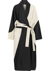 The Row Woman Pernise Two-tone Belted Silk Coat Black