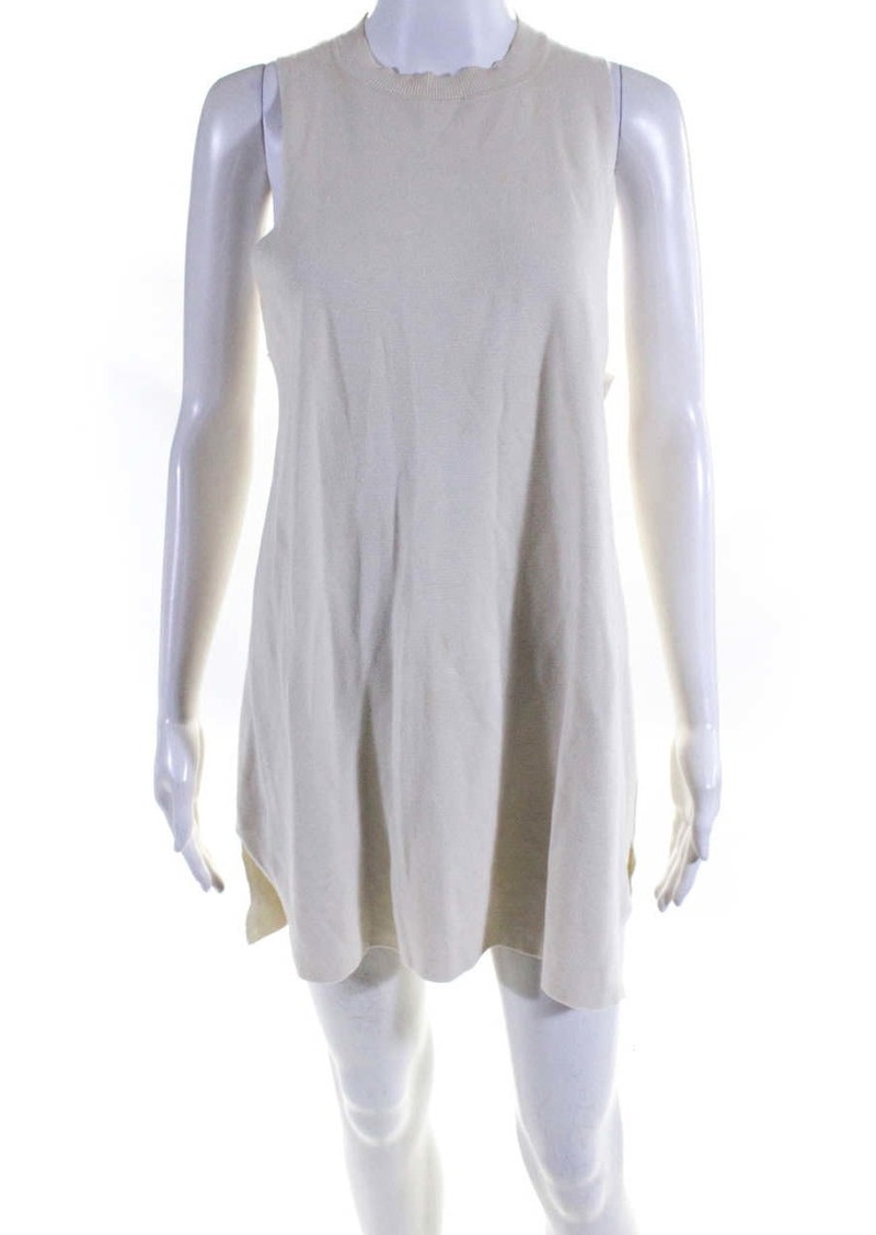 The Row Womens Cotton + Silk Round Neck Sleeveless Pullover Dress Beige