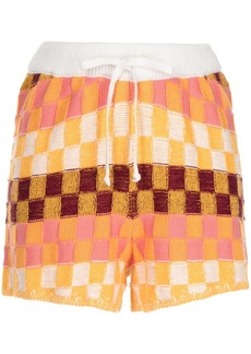 The Upside checkerboard-knit mini shorts