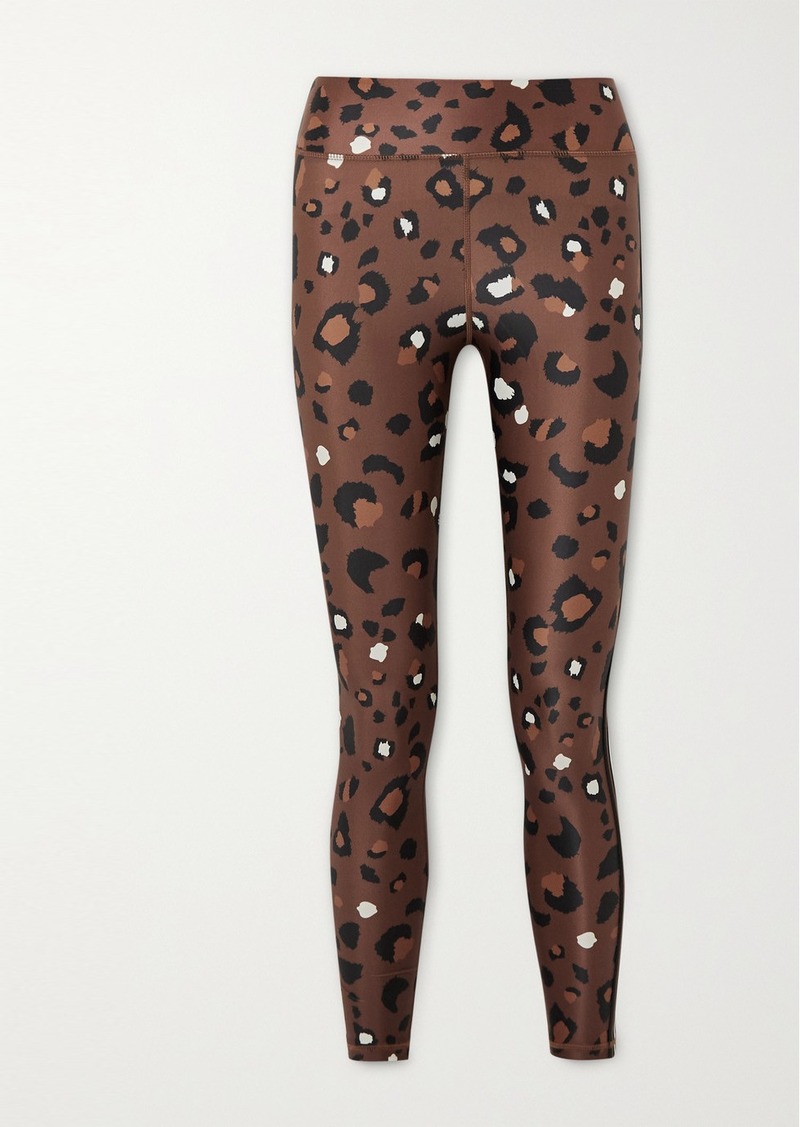 Cropped Striped Leopard-print Stretch Leggings