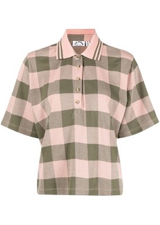 The Upside gingham-print polo top
