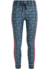 The Upside Woman Cropped Stretch-jacquard Leggings Storm Blue