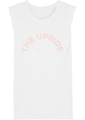 The Upside Woman Ruffle-trimmed Printed Cotton-jersey Tank White
