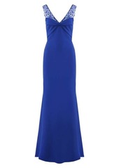 Theia Alva Bead-Embellished Crepe Gown