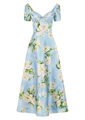 Theia Anisa Floral Midi Dress