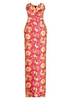 Theia Ariellah Strapless Floral Gown