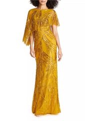 Theia Ayla Beaded Shawl Gown