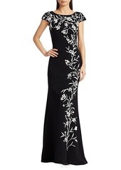 Theia Beaded Vine Trumpet Gown
