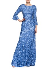 Theia Boatneck Hand-Embroidered Laser Cut Gown