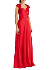 Theia Calista Satin Faux Wrap A-Line Gown