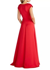 Theia Calista Satin Faux Wrap A-Line Gown