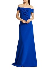 Theia Crepe Off-The-Shoulder Gown