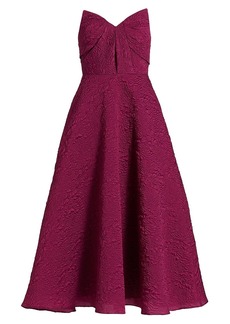 Theia Ellie Crinkle Calf-Length A-Line Midi-Dress