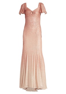 Theia Estelle Ombré Sequin-Embroidered Gown