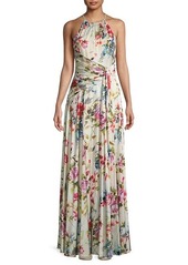 Theia Floral Charmeuse Gown