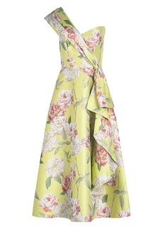 Theia Gail Tea-Length Floral Dress