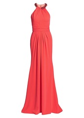 Theia Halter Crepe Gown
