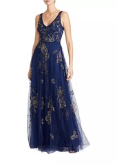Theia Jaylee Beaded Capelet Gown