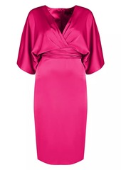 Theia V-Neck Satin Dress