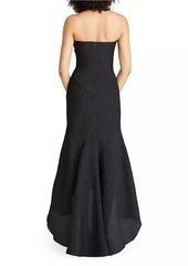 Theia Lana Floral Jacquard High-Low Gown