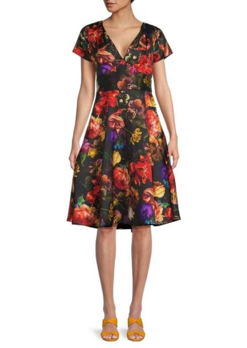 Theia Leilani Floral A-Line Dress