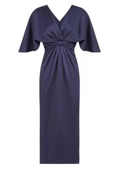 Theia Lucia V-Neck Midi Dress