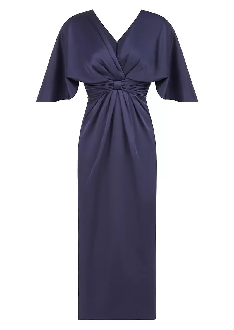 Theia Lucia V-Neck Midi Dress