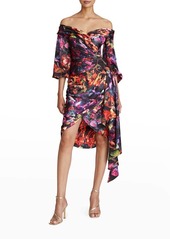 Theia Marion Off-the-Shoulder High-Low Dress