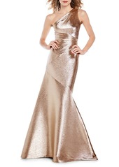 Theia Metallic Lamé-Silk Mermaid Gown