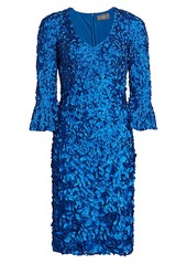 Theia Petals Bell-Sleeve Dress