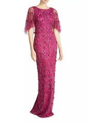 Theia Romina Beaded Column Gown