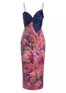 Theia Rosa Sequined Bow Midi-Dress