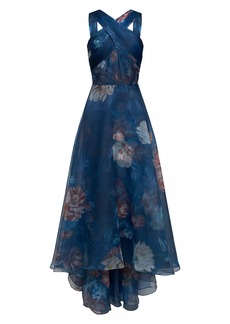 Theia Rosie Floral Organza High-Low Gown