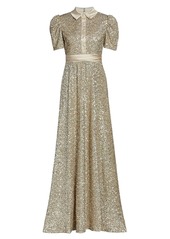 Theia Sequin Shirt Gown