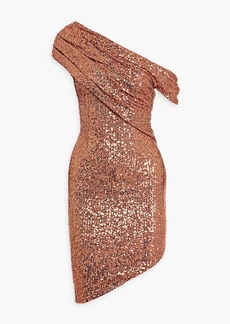 Theia - Arden one-shoulder sequined mesh dress - Metallic - US 4