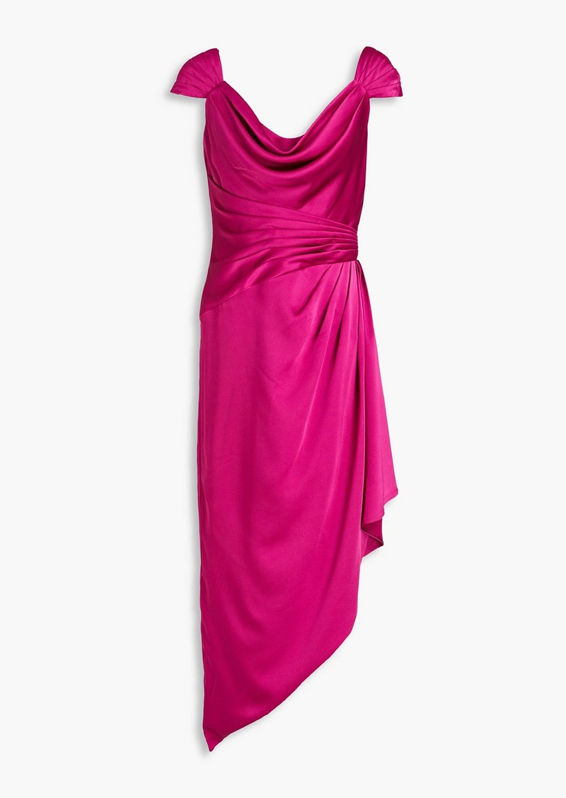 Theia - Ellery draped satin midi dress - Purple - US 10