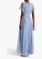 Theia - Embellished pleated tulle gown - Blue - US 4