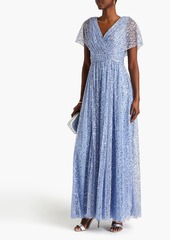 Theia - Embellished pleated tulle gown - Blue - US 4