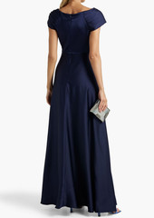 Theia - Francesca pleated twist-front satin gown - Blue - US 2