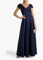 Theia - Francesca pleated twist-front satin gown - Blue - US 2