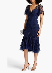 Theia - Gretchen embellished stretch-tulle midi dress - Blue - US 4