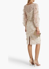 Theia - Jessa floral-appliquéd embroidered mesh dress - Neutral - US 6