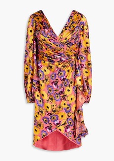 Theia - Monika wrap-effect floral-print devoré-chiffon dress - Pink - US 0