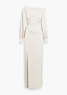Theia - One-shoulder draped satin-crepe gown - White - US 0