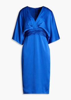 Theia - Pleated satin dress - Blue - US 8