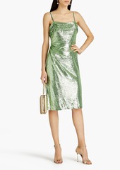 Theia - Elise ruched sequined tulle dress - Green - US 2