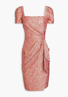 Theia - Wrap-effect metallic cloqué-jacquard dress - Pink - US 2